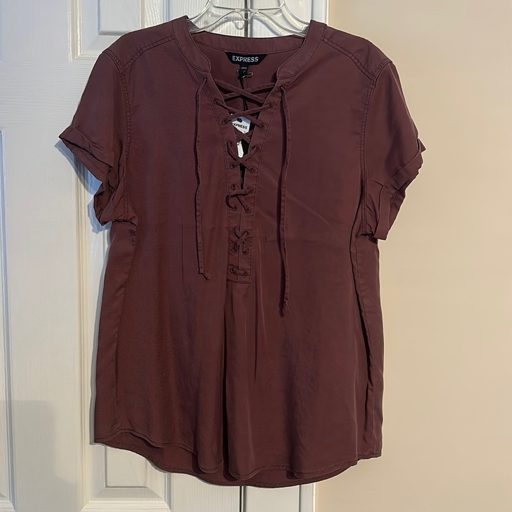 Express pink lace up top